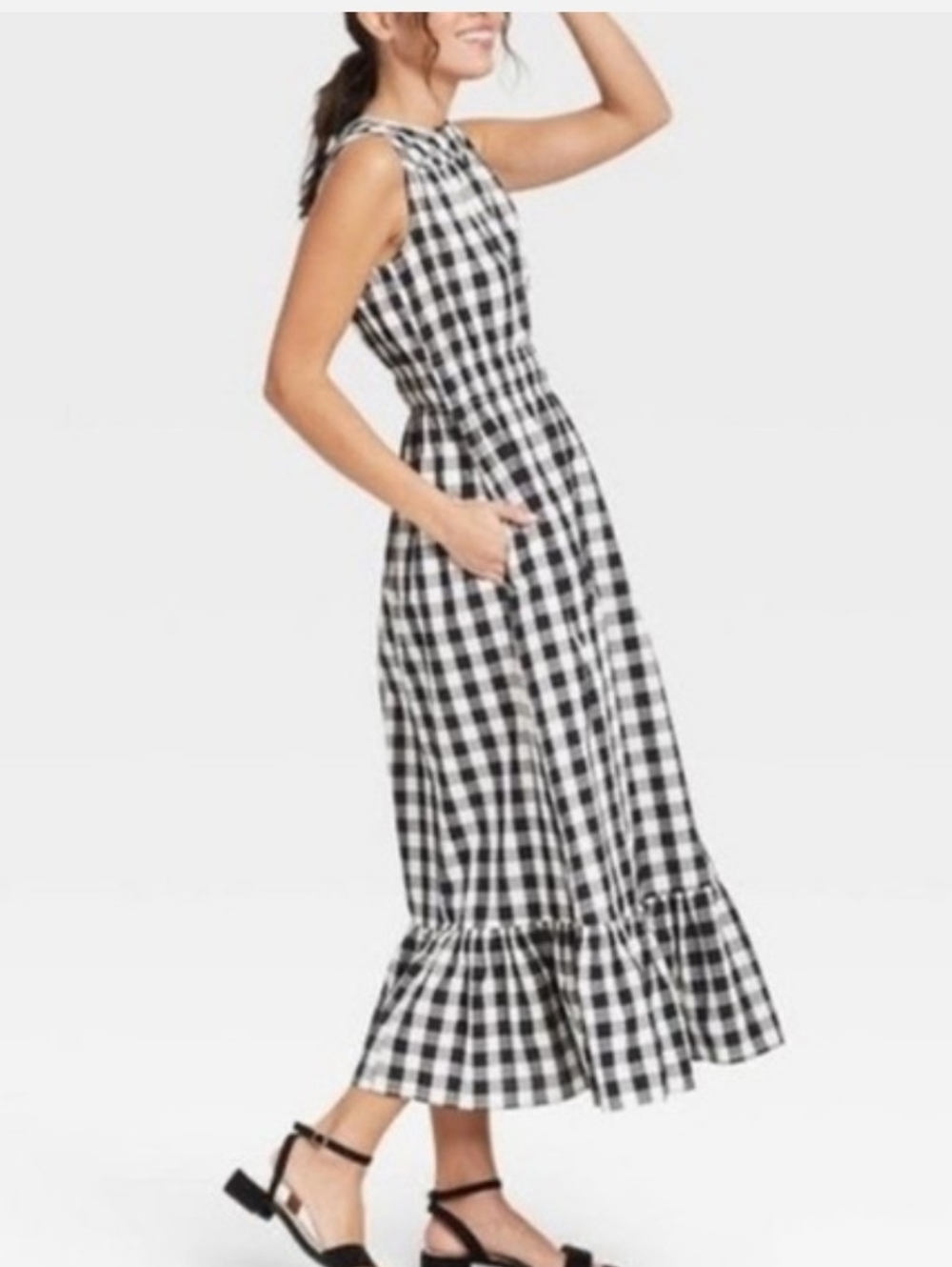 A New Day Black and White Gingham Sleeveless Dress Size Small - Picture 4 of 13